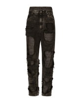 Straight-leg jeans with silk twill interior - | Dolce & Gabbana