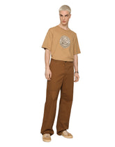 Stretch cotton worker pants with brand plate - | Dolce & Gabbana