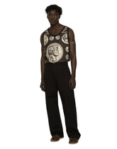 Stretch cotton worker pants with brand plate - | Dolce & Gabbana