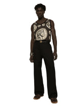 Stretch cotton worker pants with brand plate - | Dolce & Gabbana