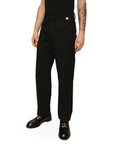 Coin detail cotton gabardine pants - | Dolce & Gabbana