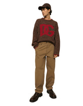 Stretch drill pants with logo label - | Dolce & Gabbana