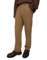 Stretch drill pants with logo label - | Dolce & Gabbana