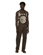 Stretch drill pants with logo label - | Dolce & Gabbana