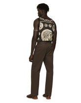 Stretch drill pants with logo label - | Dolce & Gabbana