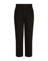 Stretch drill pants with logo label - | Dolce & Gabbana