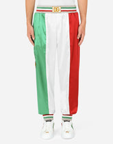 Satin jogging pants with DG patch - | Dolce & Gabbana