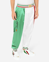 Satin jogging pants with DG patch - | Dolce & Gabbana