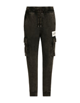 Washed jersey cargo pants with logo - | Dolce & Gabbana