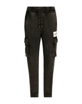 Washed jersey cargo pants with logo - | Dolce & Gabbana