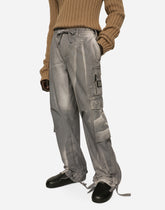Garment-dyed cotton canvas cargo jogging pants - | Dolce & Gabbana