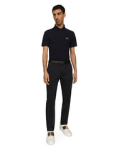 Stretch cotton pants with branded tag - | Dolce & Gabbana