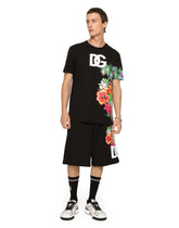 Jersey jogging shorts with Hawaiian DG logo - | Dolce & Gabbana