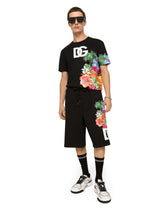 Jersey jogging shorts with Hawaiian DG logo - | Dolce & Gabbana