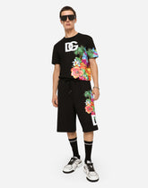 Jersey jogging shorts with Hawaiian DG logo - | Dolce & Gabbana
