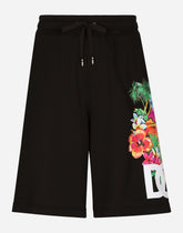 Jersey jogging shorts with Hawaiian DG logo - | Dolce & Gabbana