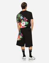 Jersey jogging shorts with Hawaiian DG logo - | Dolce & Gabbana