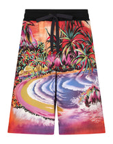 Jersey jogging shorts with Hawaiian print - | Dolce & Gabbana