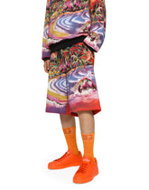 Jersey jogging shorts with Hawaiian print - | Dolce & Gabbana