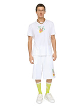 Jersey jogging shorts with Hawaiian DG embroidery - | Dolce & Gabbana
