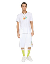 Jersey jogging shorts with Hawaiian DG embroidery - | Dolce & Gabbana