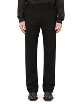 Stretch wool pants with side bands - | Dolce & Gabbana