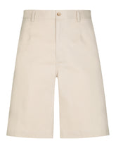 Stretch cotton Bermuda shorts with logo plaque - | Dolce & Gabbana