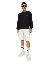 Stretch cotton Bermuda shorts with logo plaque - | Dolce & Gabbana
