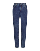 Light blue slim-fit jeans with branded bands - | Dolce & Gabbana