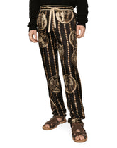 Coin print silk twill jogging pants - | Dolce & Gabbana