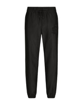Technical silk jogging pants with heraldic embroidery - | Dolce & Gabbana