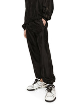 Technical silk jogging pants with heraldic embroidery - | Dolce & Gabbana