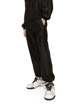 Technical silk jogging pants with heraldic embroidery - | Dolce & Gabbana