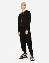 Jersey cargo pants with embossed logo - | Dolce & Gabbana