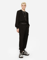 Jersey cargo pants with embossed logo - | Dolce & Gabbana