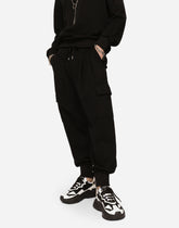 Jersey cargo pants with embossed logo - | Dolce & Gabbana