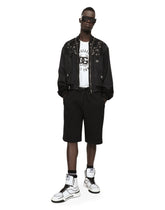 Technical jersey jogging shorts with embroidery - | Dolce & Gabbana