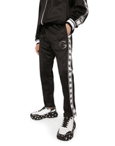 Jogging pants with DG logo and bands - | Dolce & Gabbana