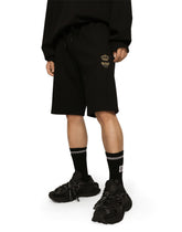 Jersey jogging shorts with embroidery - | Dolce & Gabbana