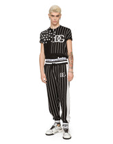 Striped jersey jogging pants with DG patch - | Dolce & Gabbana