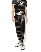 Striped jersey jogging pants with DG patch - | Dolce & Gabbana