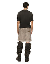 Garment-dyed cotton shorts with logo tag - | Dolce & Gabbana