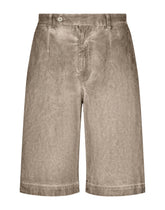 Garment-dyed cotton shorts with logo tag - | Dolce & Gabbana