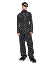 Stretch cotton jacquard pants with DG logo - | Dolce & Gabbana