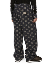 Stretch cotton jacquard pants with DG logo - | Dolce & Gabbana