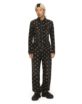 Stretch cotton jacquard pants with DG logo - | Dolce & Gabbana