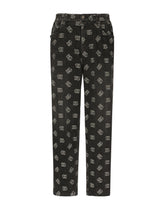 Stretch cotton jacquard pants with DG logo - | Dolce & Gabbana