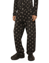 Stretch cotton jacquard pants with DG logo - | Dolce & Gabbana
