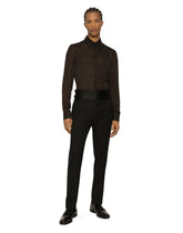 Stretch wool twill tuxedo pants - | Dolce & Gabbana