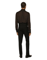 Stretch wool twill tuxedo pants - | Dolce & Gabbana
